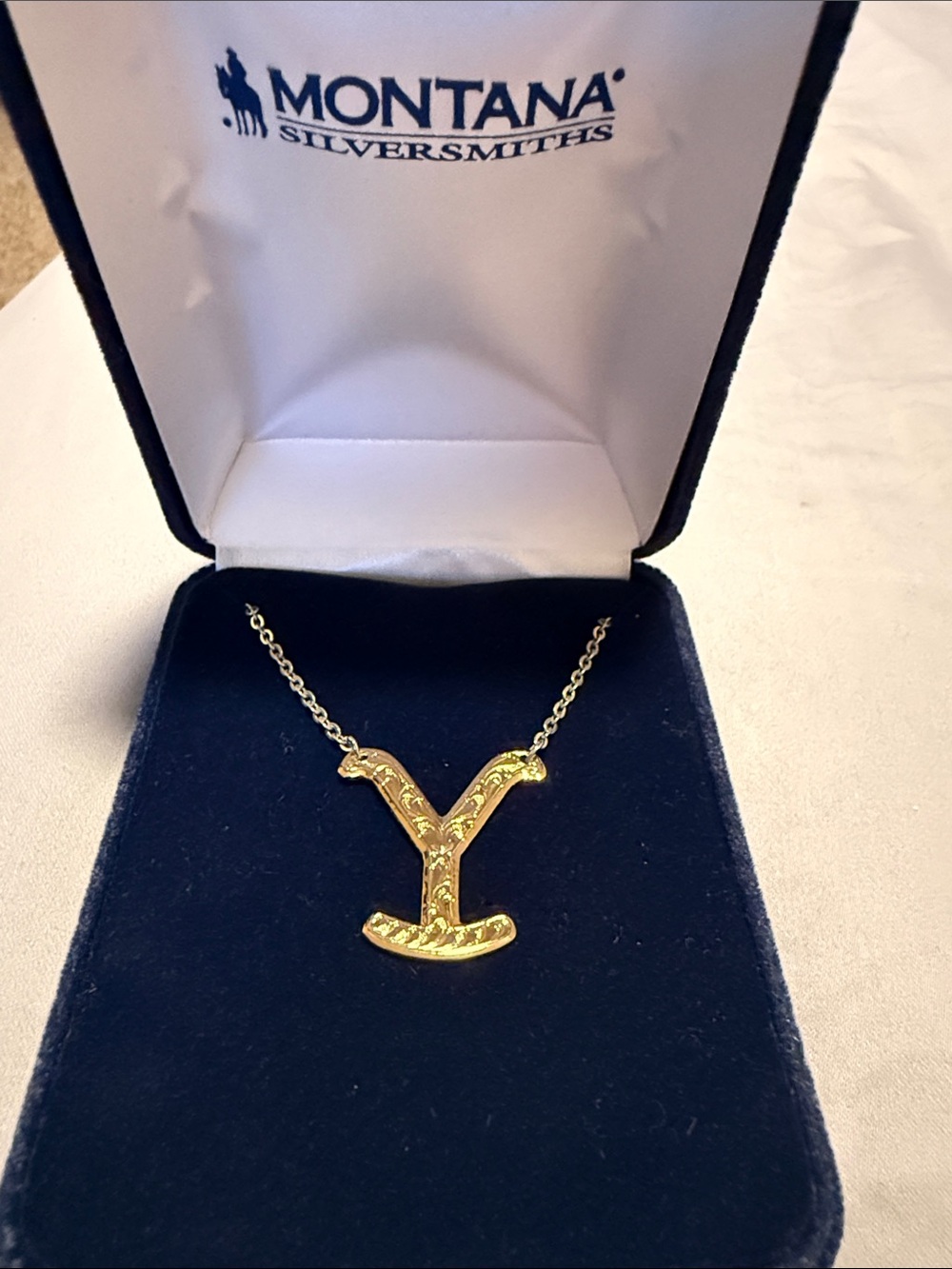 Montana Silversmiths Gold Y Initial Pendant Necklace